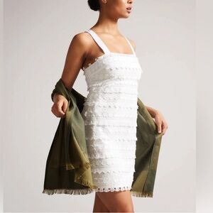 Ted Baker sz 0 White Eleynor Grosgrain Strap embroidered floral lace mini dress